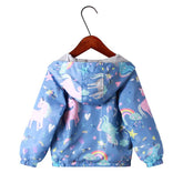 Spring Jacket Girls Coats Hooded Unicorn Rainbow Pattern Baby Clothes-TB00984-Veeddydropshipping